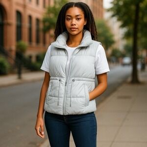 Mark Edwards Vest Womens M Light Gray Puffer Super Soft Outdoors Lightweight